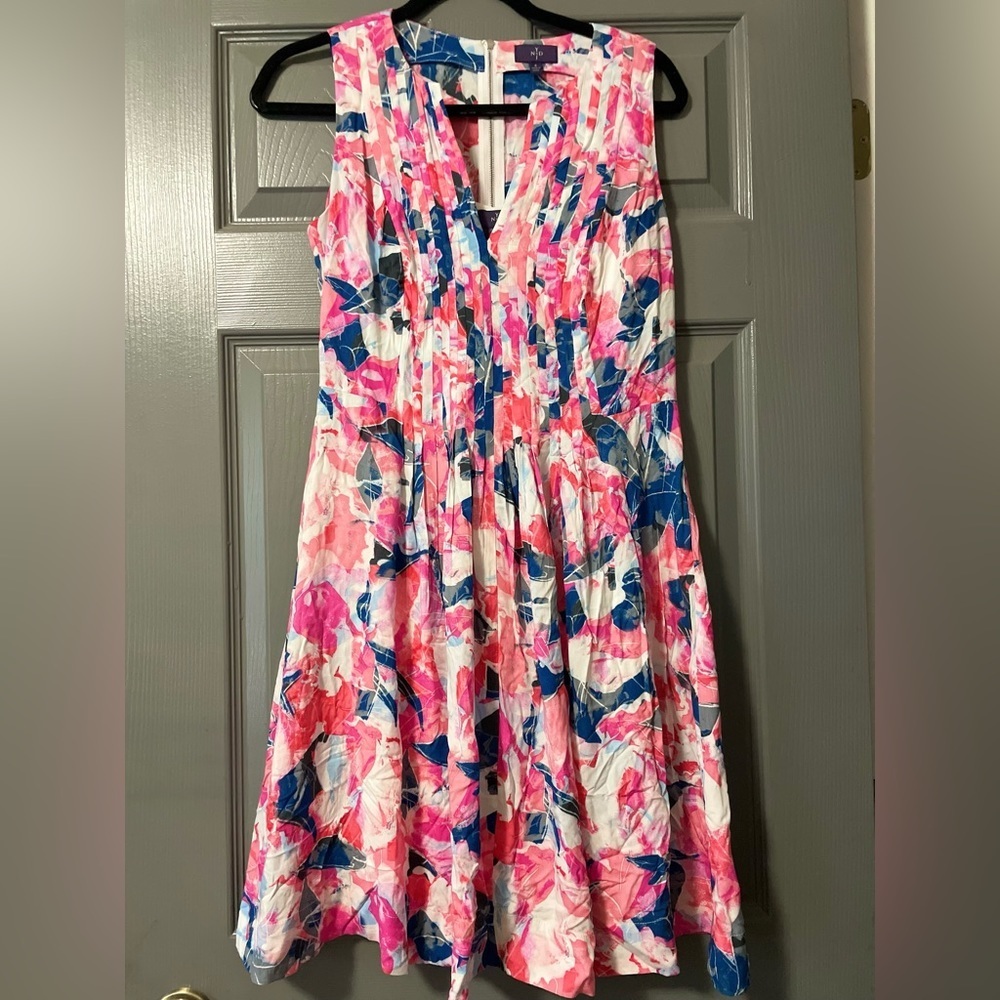 NYDJ sleeveless knee length floral dress with slip size 4